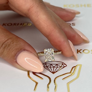 2.25 Carat IGI CERTIFIED F  VVS2 Radiant Cut Lab Grown Diamond Solitaire  Engagement Ring 14k Yellow Gold Hidden Halo Lab Grown Diamond Ring