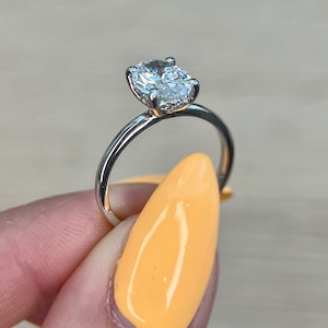 1.55 Carat Oval Cut D Color VVS2 Clarity IGI Certified Lab Grown Diamond Solitaire  Engagement Ring, & Stylish Hidden Halo of Round Diamonds
