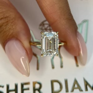 5 carat IGI Certified E color VVS2 Clarity Emerald Cut Lab Grown Diamond Solitaire Engagement Ring 14k Yellow Gold