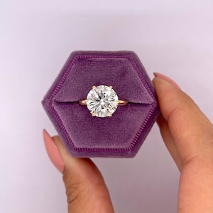 4 Carat D color VVS2 Clarity IGI Certified Round Brilliant IDEAL Cut Lab Grown Diamond Solitaire Ring 14k Yellow Gold 6 Prongs Best Price