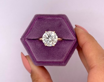 4 Carat D color VVS2 Clarity IGI Certified Round Brilliant IDEAL Cut Lab Grown Diamond Solitaire Ring 14k Yellow Gold 6 Prongs Best Price