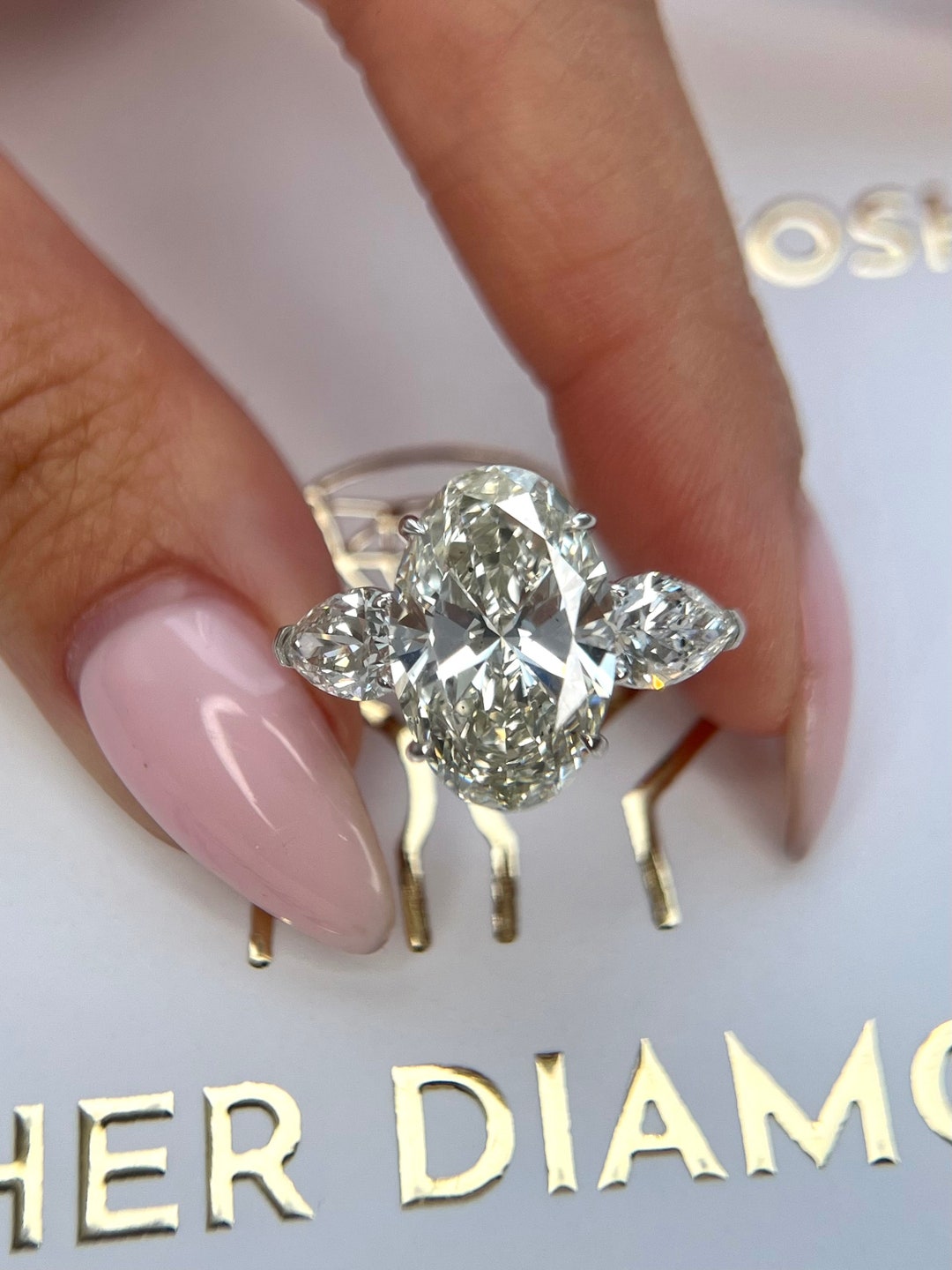 HUGE 12 Carat IGI Certified G/VS1 Oval Cut Lab Grown Three Stone