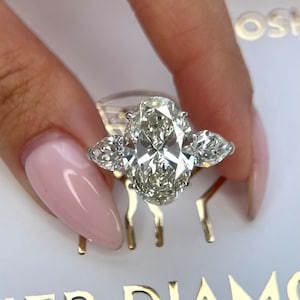 HUGE 12 carat IGI Certified G/VS1 Oval Cut Lab Grown Three Stone Diamond Engagement Ring 18k White Gold, One of a Kind 10 ct center Oval