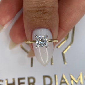Rare Quality Near Flawless Two Tone 1 Carat D Color VVS1 Clarity Princess Cut Diamond Solitaire Engagement Ring 14k Gold