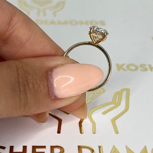 1.75 Carat E color VVS2 Clarity IGI Certified Oval Cut Lab Grown Diamond Solitaire Hidden Halo Engagement Ring 14k Yellow Gold