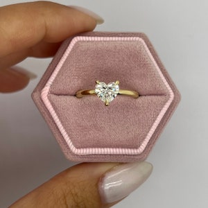 1 Carat IGI Certified F Color VVS2 Clarity Heart Cut Lab Grown Diamond Solitaire Engagement Ring 14k Yellow Gold