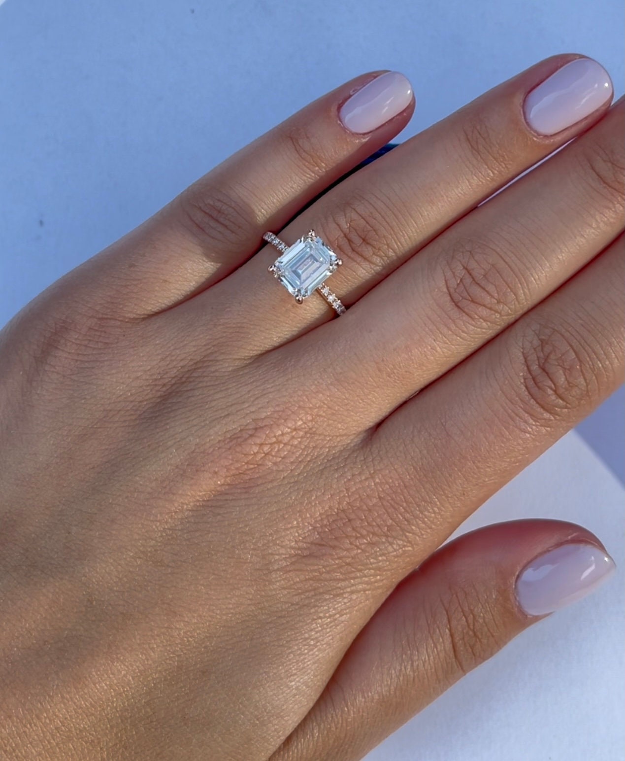 3.5 Carat Lab Grown Emerald Cut Diamond Engagement Ring Etsy UK