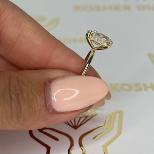 2 Carat D color VVS2 Clarity IGI Certified Oval  Cut Lab Grown Diamond Solitaire Hidden Halo Engagement Ring 14k Yellow Gold