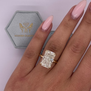 LOWEST PRICED Huge 7 carat IGI Certified E Color VVS2 Clarity Radiant Cut Lab Grown Diamond Solitaire Engagement Ring 14k Yellow Gold