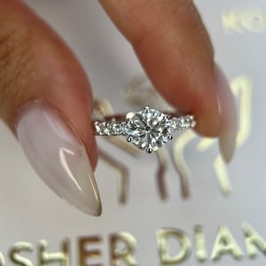 1.2 Carat D Color VVS2 Clarity IGI Certified Round Ideal Cut Lab Grown Diamond Pave Set Engagement Ring 14k White Gold Popular and Stylish