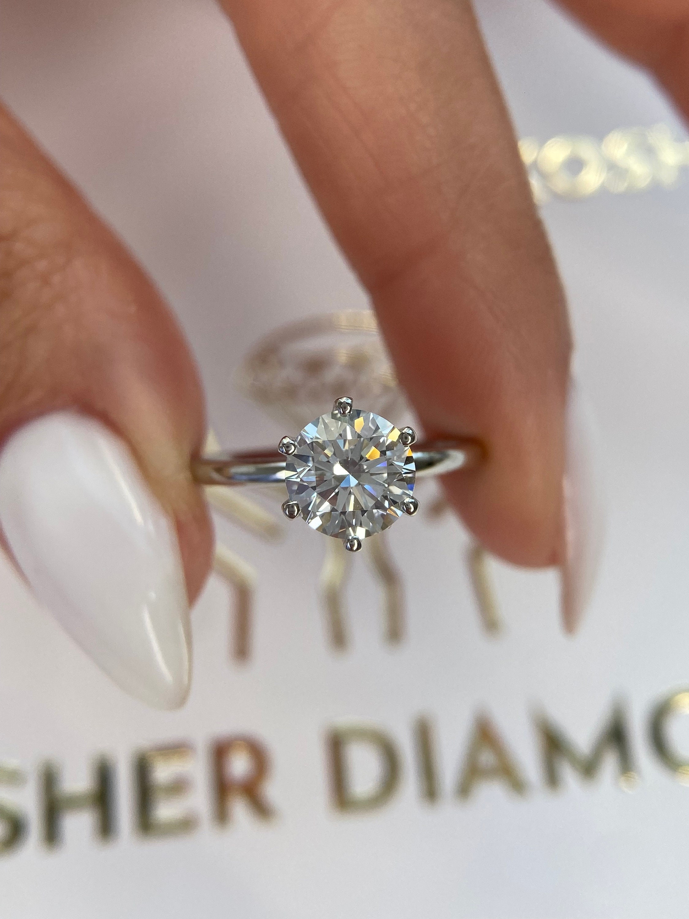 1.5 Carat D/VVS2 IGI Certificate Round Ideal Cut Lab Grown Diamond Solitaire Engagement Ring, Comfort Domed Band 6 Prong 14k White Gold
