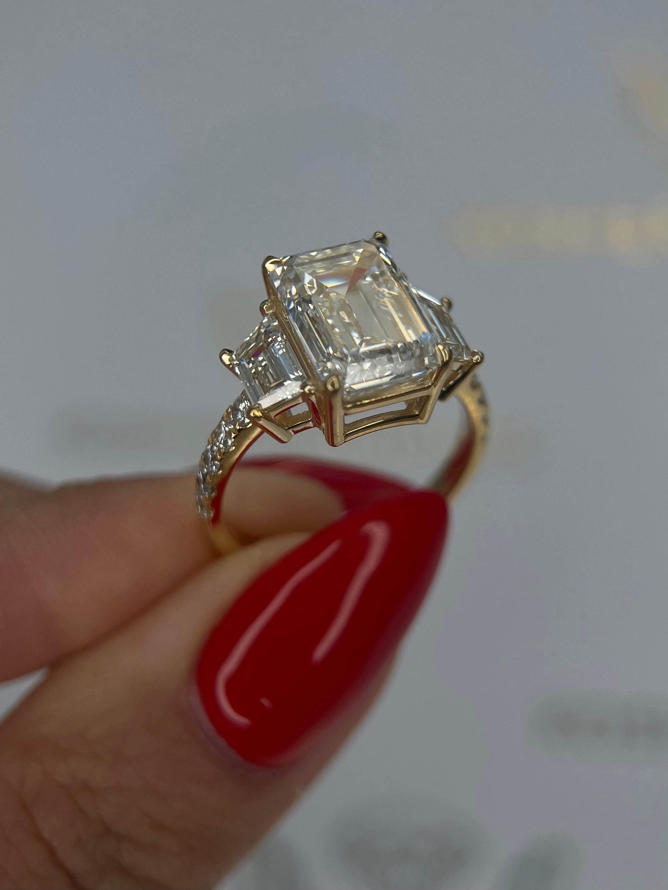 6.2 Carat IGI Certified E Color VVS2 Clarity Emerald Cut Lab Grown