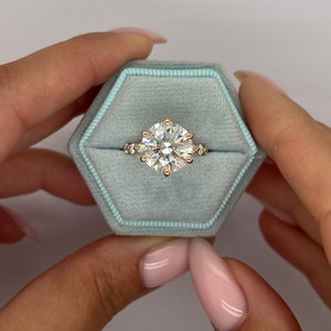 4 Carat E color VVS2 Clarity Round Brilliant Ideal Cut IGI CERTIFIED Lab Grown Diamond Engagement Eternity Wedding Ring, Floating Set