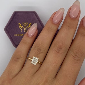 1 Carat D Color VVS2 Clarity IGI Certified Elonagted Radiant Cut Lab Grown Diamond Solitaire Engagement Ring 14k Yellow Gold
