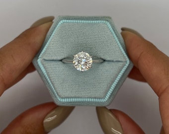 2 Carat IGI CERTIFIED E Color VVS2 Clarity Round Brilliant Excellent Cut Lab Diamond Solitaire Engagement Ring, 6 Prong 14k White Gold