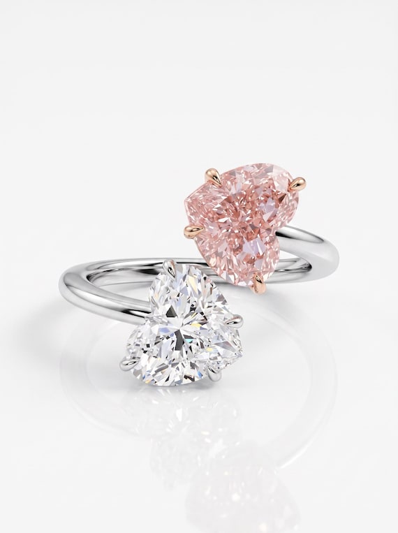 4.51 Carat Vivid Pink/vs1 and D/VVS2 Heart Lab Grown Diamond Me