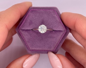 1 Carat D Color VVS2 Clarity Round Brilliant Ideal Cut Lab Grown Diamond Solitaire Engagement Ring, 6 Prongs 14k White Gold IGI Certified