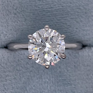 D Color VVS2 Clarity IGI Certified 2 Carat Round Brilliant Ideal Cut Lab Grown Diamond Solitaire Engagement Ring  14k Gold 6 Prongs