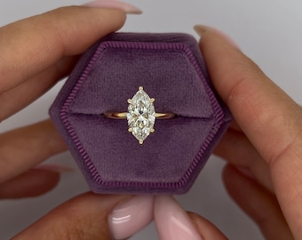 2 Carat IGI CERTIFIED D Color VVS2 Clarity Marquise Excellent Cut Diamond Solitaire Engagement Ring , Lab Grown Diamond, 18k Yellow Gold