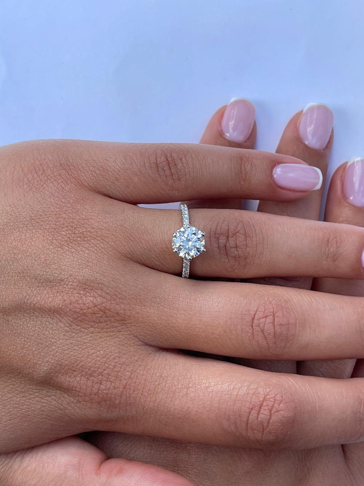 2 Carat Lab Created Diamond Round Solitaire Engagement Etsy