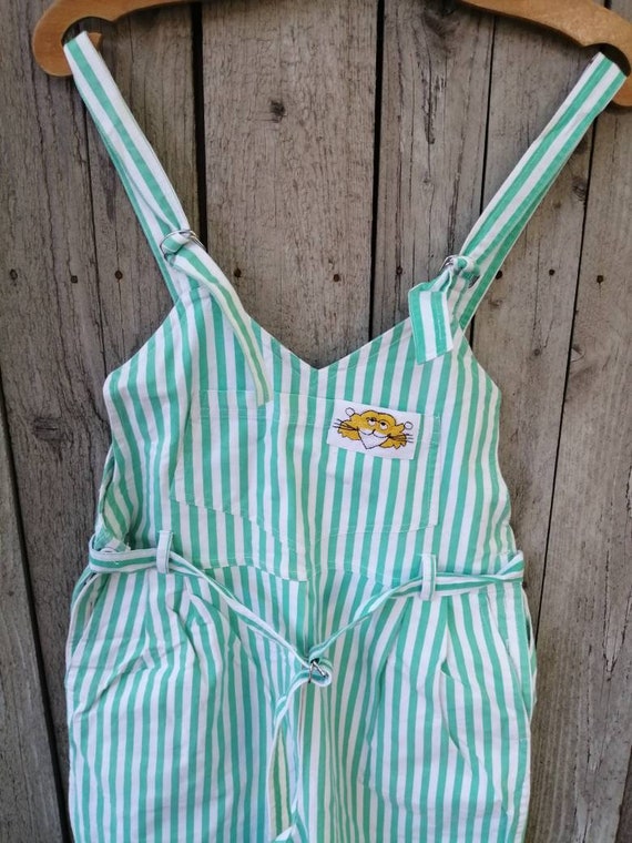 Vintage dungarees striped romper pants dungarees M