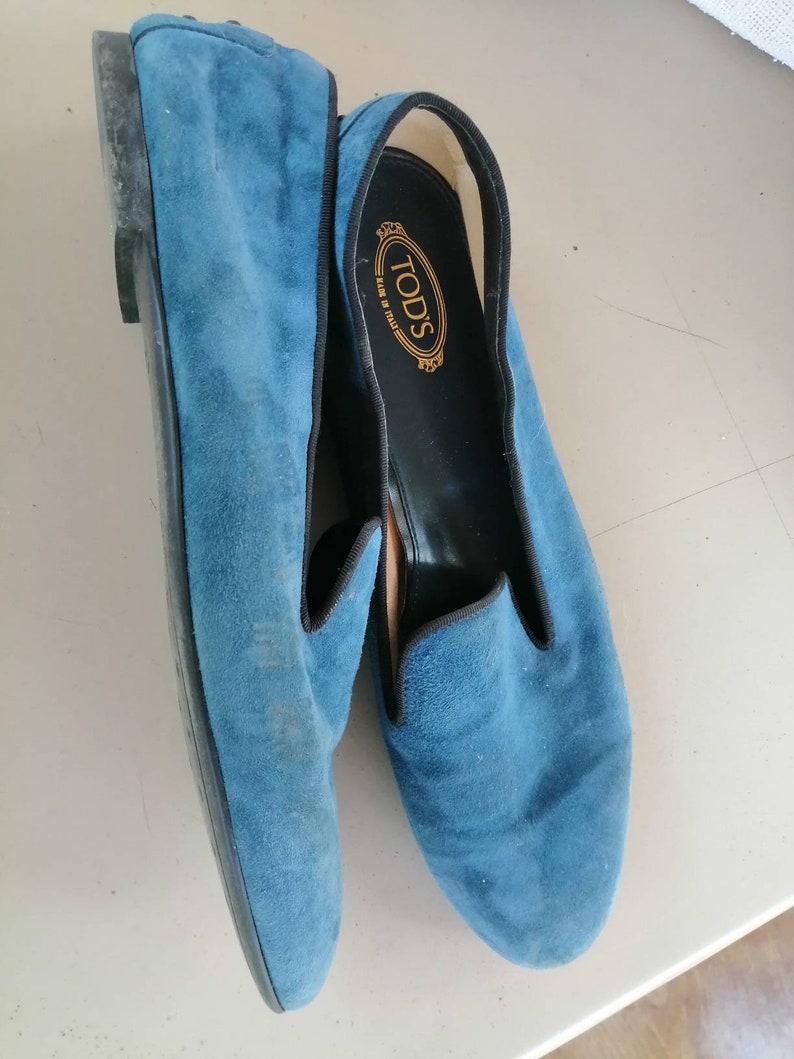 Tods Womens Blue Slip on Shoes Suede Ballet Flats Eu41 Uk7.5 | Etsy