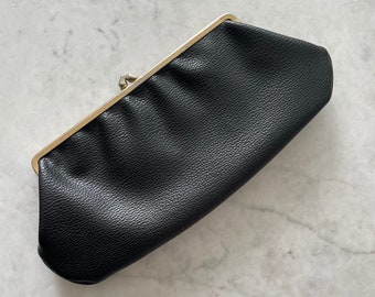 特価 Elegant Vintage Black Purse, Classic Clutch Gold Kiss Lock ヘアアクセサリー