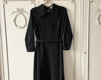 Vintage Black Midi Dress, Broderna Magnusson Boras, Gothic Academia Style