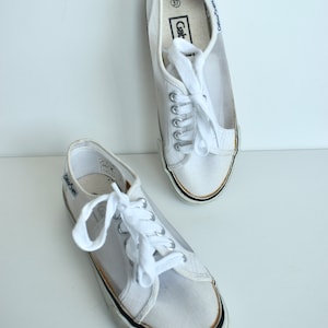Vintage 90s White Denim & Mesh Gabor Sneakers, Y2K Funky Sport Shoes, Preloved Wardrobe