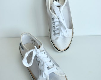 Vintage 90s White Denim & Mesh Gabor Sneakers, Y2K Funky Sport Shoes, Preloved Wardrobe