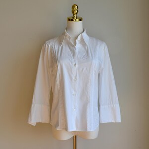 Vintage Escada Sport Weiße Baumwollbluse: Klassisches Button-Down-Hemd