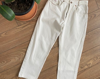 1980s Cruise Control White Denim Jeans, Straight Leg (26x27)