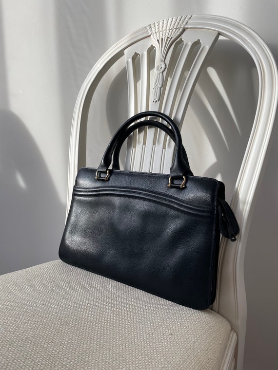 Vintage Black Top Handle Handbag, Elegant Timeless Style