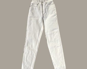 1980s Modia White High Waisted Jeans: Vintage Denim XXS/XS