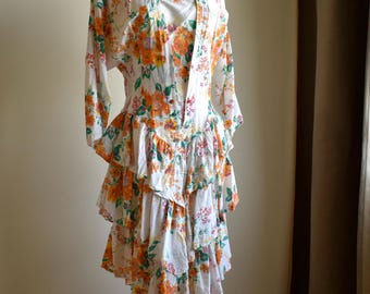 Vintage 1970s Floral Dress: Amira Paris Romantic Victorian Style