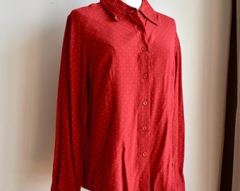 Vintage Red Polka Dot Viscose Blouse, Martinelli Long Sleeve Shirt