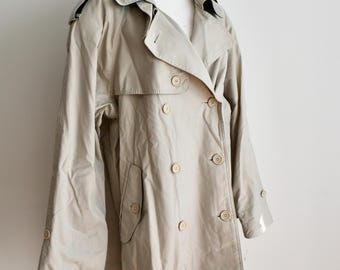 Vintage Beige Oversized Trench Coat: Classic Double-Breasted Raincoat