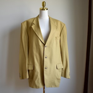 Vintage mustard wool blazer, pre-loved oversized unisex C&A jacket, 90s menswear style, hand-picked curated garment