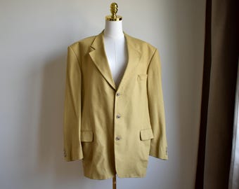 Vintage Mustard Wool Blazer, Oversized 90s C&A Jacket