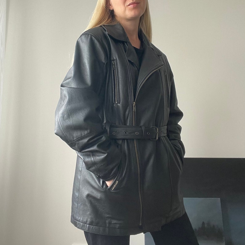 Roco Baroco Vintage Leather Jacket Black Coat Edgy Biker Style Autumn ...