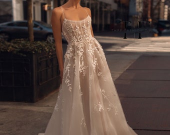 Pastoral Wedding Dress 2024 Bride Scoop Spaghetti Straps Sleeveless A-line Vestidos De Noiva Made To Order
