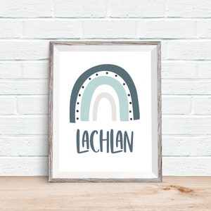 Impresión azul del arco iris, decoración de la pared de la guardería de los niños, impresiones del dormitorio de los niños, idea del regalo de Navidad, dormitorio temático del arco iris, carteles del arco iris, arco iris A3