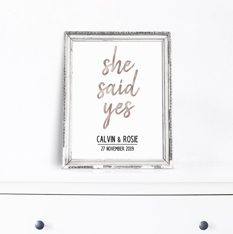 He Asked She Said Yes Print Proposal Gift Idea for Her Wall | Etsy