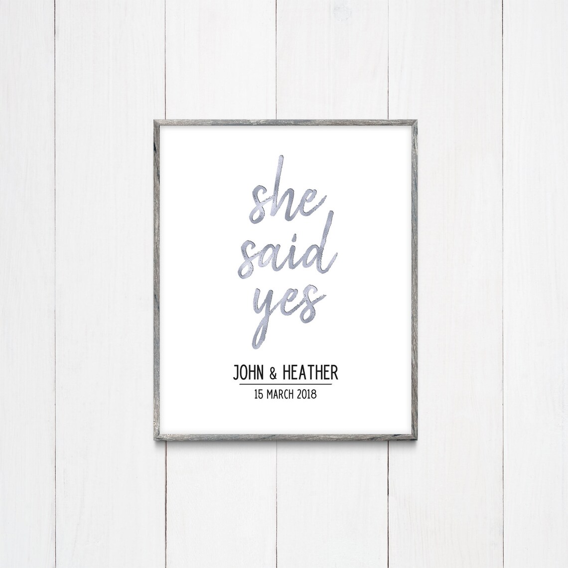 He Asked She Said Yes Print Proposal Gift Idea For Her Wall | Etsy