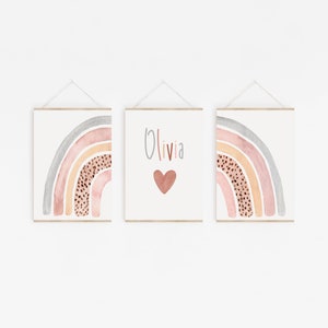 Rainbow Nursery Prints: Polka Dot Watercolor Wall Art, Set of 3