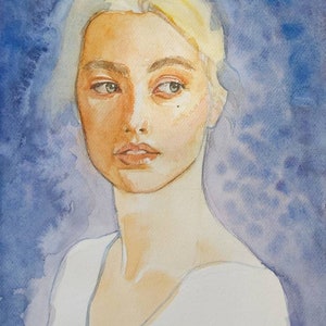 Portrait, Study, Watercolor Painting, Aquarelle, Handmade