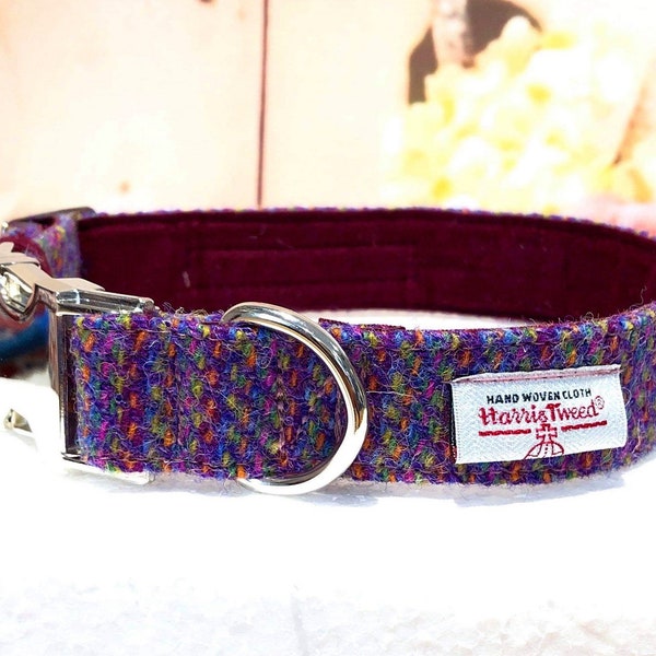 Purple Haze Luxury Harris Tweed Dog / Pet collar with metal clasp. !! Genuine Harris Tweed!!