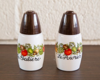 Gemco Milk Glass Spice of Life Pattern Salt and Pepper Shakers