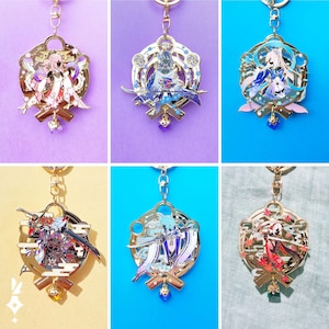 INAZUMA CHARACTERS: Genshin Vision&#39;s Heart Pin Keychain