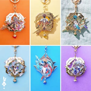 LIYUE CHARACTERS: Genshin Vision&#39;s Heart Pin Keychain
